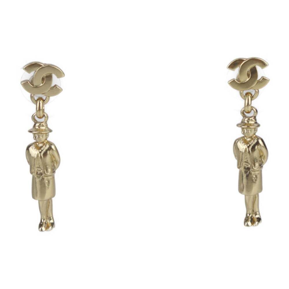 CHANEL Gold Logo Earrings - Picture 1 of 8